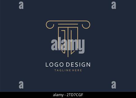 JL initial with pillar shape logo design, creative monogram logo design for law firm design ideas Stock Vector