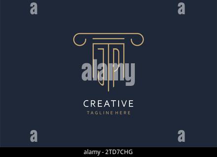 JP initial with pillar shape logo design, creative monogram logo design for law firm design ideas Stock Vector