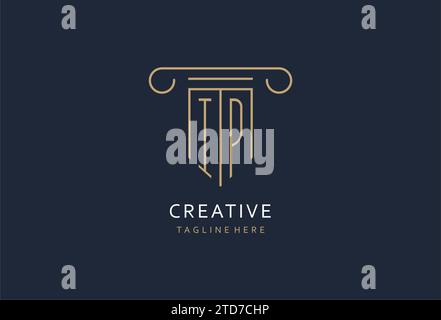 IP initial with pillar shape logo design, creative monogram logo design for law firm design ideas Stock Vector