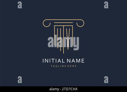 HV initial with pillar shape logo design, creative monogram logo design for law firm design ideas Stock Vector