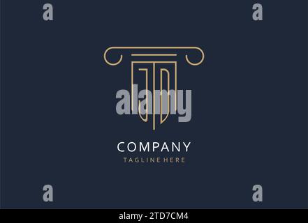 JD initial with pillar shape logo design, creative monogram logo design for law firm design ideas Stock Vector