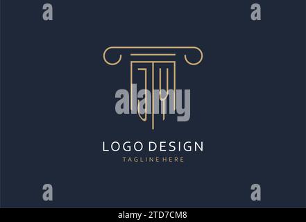 JY initial with pillar shape logo design, creative monogram logo design for law firm design ideas Stock Vector