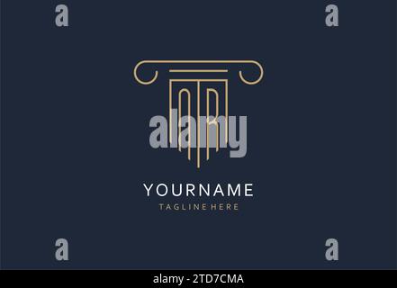 NR initial with pillar shape logo design, creative monogram logo design for law firm design ideas Stock Vector