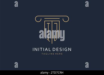 IJ initial with pillar shape logo design, creative monogram logo design for law firm design ideas Stock Vector