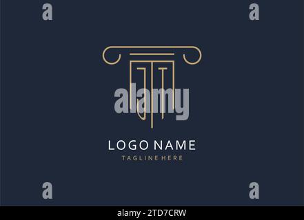 JT initial with pillar shape logo design, creative monogram logo design for law firm design ideas Stock Vector