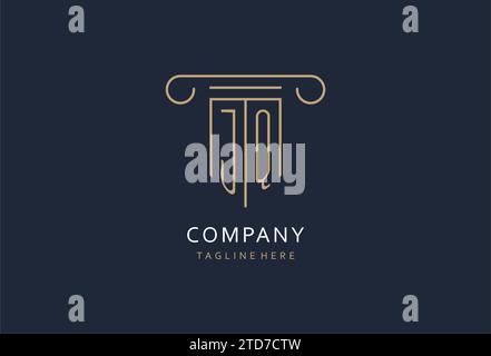 JQ initial with pillar shape logo design, creative monogram logo design for law firm design ideas Stock Vector