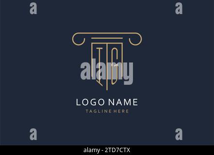 IG initial with pillar shape logo design, creative monogram logo design for law firm design ideas Stock Vector