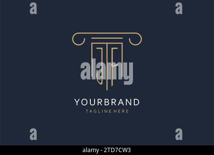 JF initial with pillar shape logo design, creative monogram logo design for law firm design ideas Stock Vector