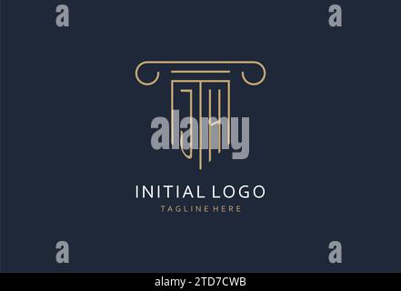 JH initial with pillar shape logo design, creative monogram logo design for law firm design ideas Stock Vector