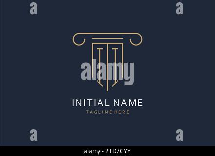 II initial with pillar shape logo design, creative monogram logo design for law firm design ideas Stock Vector