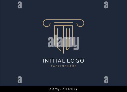 LU initial with pillar shape logo design, creative monogram logo design for law firm design ideas Stock Vector