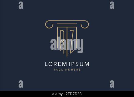 RZ initial with pillar shape logo design, creative monogram logo design for law firm design ideas Stock Vector