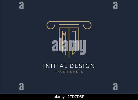 MJ initial with pillar shape logo design, creative monogram logo design for law firm design ideas Stock Vector