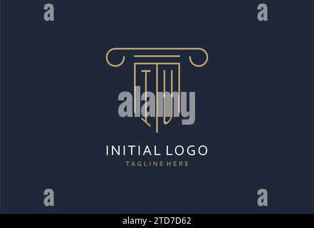 IU initial with pillar shape logo design, creative monogram logo design for law firm design ideas Stock Vector