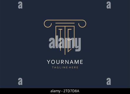 TE initial with pillar shape logo design, creative monogram logo design for law firm design ideas Stock Vector
