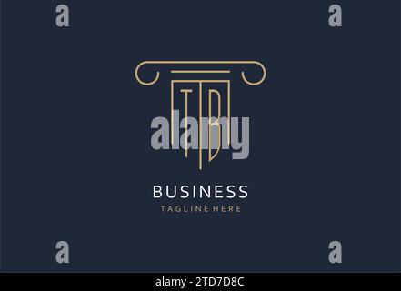 TB initial with pillar shape logo design, creative monogram logo design for law firm design ideas Stock Vector