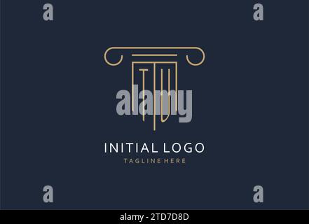 TU initial with pillar shape logo design, creative monogram logo design for law firm design ideas Stock Vector
