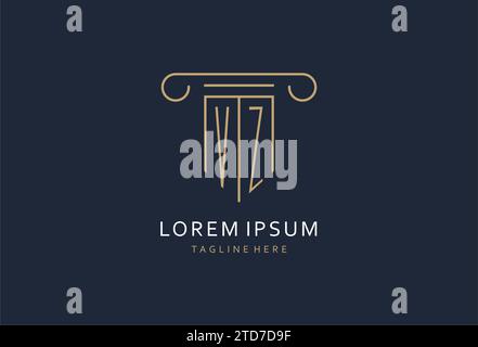 VZ initial with pillar shape logo design, creative monogram logo design for law firm design ideas Stock Vector