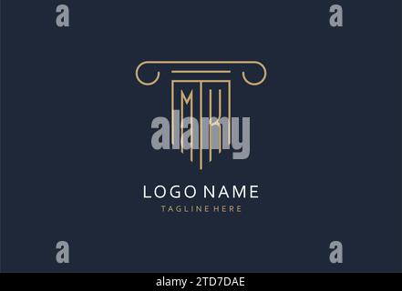 MK initial with pillar shape logo design, creative monogram logo design for law firm design ideas Stock Vector