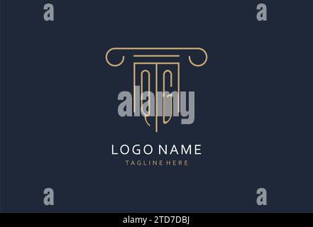 QG initial with pillar shape logo design, creative monogram logo design for law firm design ideas Stock Vector