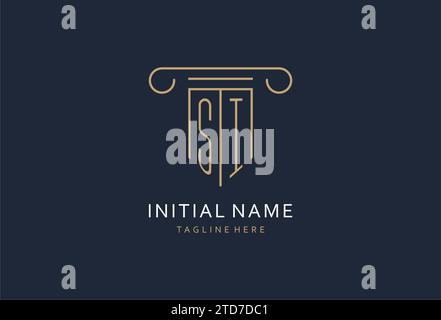 SI initial with pillar shape logo design, creative monogram logo design for law firm design ideas Stock Vector