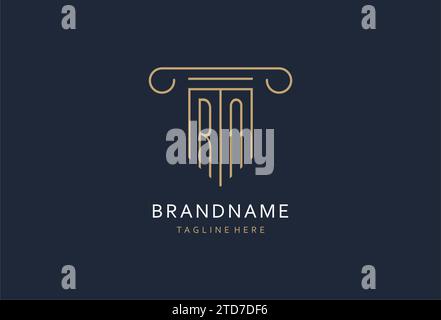 RN initial with pillar shape logo design, creative monogram logo design for law firm design ideas Stock Vector