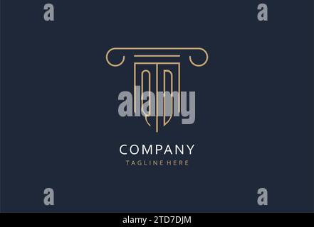 QD initial with pillar shape logo design, creative monogram logo design for law firm design ideas Stock Vector
