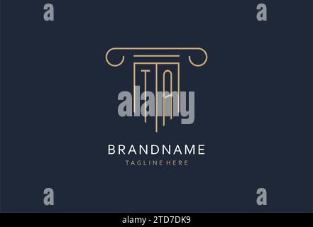 TA initial with pillar shape logo design, creative monogram logo design for law firm design ideas Stock Vector