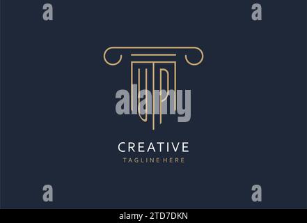 UP initial with pillar shape logo design, creative monogram logo design for law firm design ideas Stock Vector