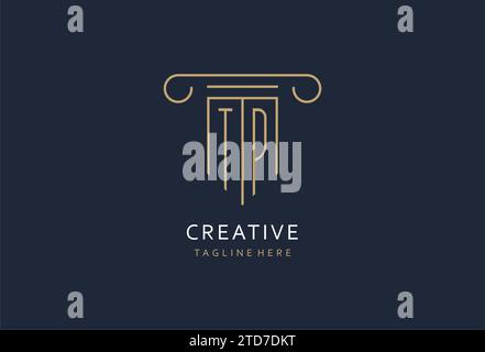 TP initial with pillar shape logo design, creative monogram logo design for law firm design ideas Stock Vector
