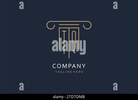 TQ initial with pillar shape logo design, creative monogram logo design for law firm design ideas Stock Vector