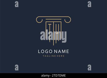 TK initial with pillar shape logo design, creative monogram logo design for law firm design ideas Stock Vector