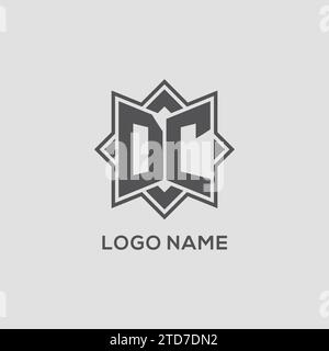 Monogram DC logo with eight point star style design vector graphic Stock Vector