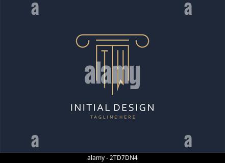 TW initial with pillar shape logo design, creative monogram logo design for law firm design ideas Stock Vector