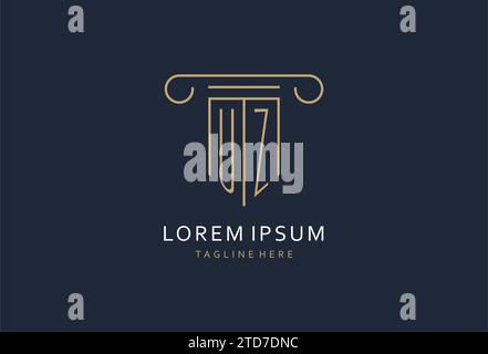 UZ initial with pillar shape logo design, creative monogram logo design for law firm design ideas Stock Vector
