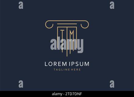 TM initial with pillar shape logo design, creative monogram logo design for law firm design ideas Stock Vector