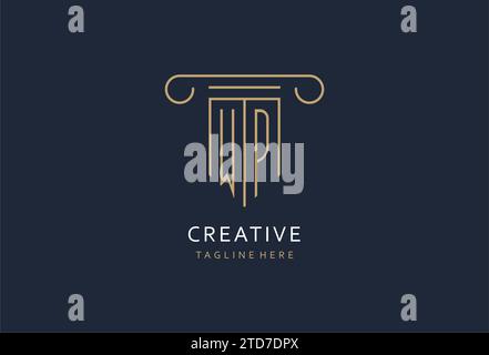 WP initial with pillar shape logo design, creative monogram logo design for law firm design ideas Stock Vector