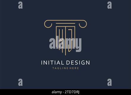XJ initial with pillar shape logo design, creative monogram logo design for law firm design ideas Stock Vector