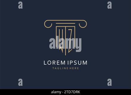 WZ initial with pillar shape logo design, creative monogram logo design for law firm design ideas Stock Vector