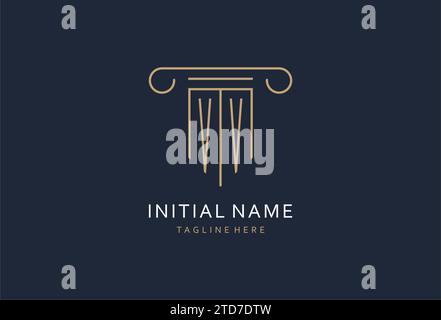 VV initial with pillar shape logo design, creative monogram logo design for law firm design ideas Stock Vector