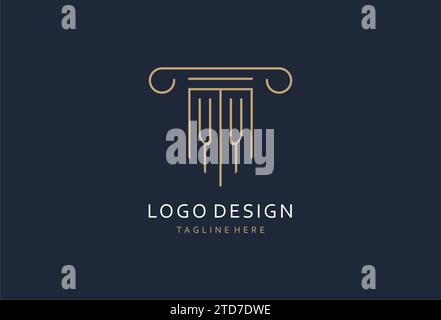 YY initial with pillar shape logo design, creative monogram logo design for law firm design ideas Stock Vector