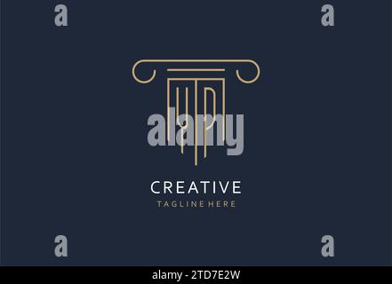 YP initial with pillar shape logo design, creative monogram logo design for law firm design ideas Stock Vector
