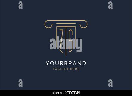 ZS initial with pillar shape logo design, creative monogram logo design for law firm design ideas Stock Vector