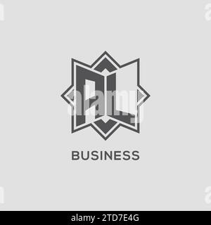 Monogram RE logo with eight point star style design vector graphic ...