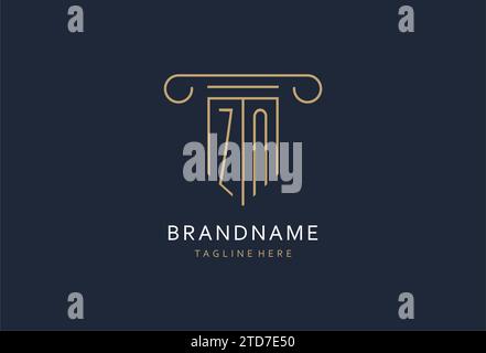 ZN initial with pillar shape logo design, creative monogram logo design for law firm design ideas Stock Vector
