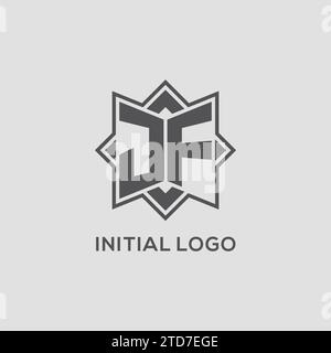 Monogram JF logo with eight point star style design vector graphic Stock Vector