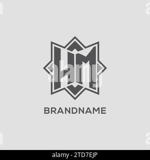 Monogram HM logo with eight point star style design vector graphic Stock Vector