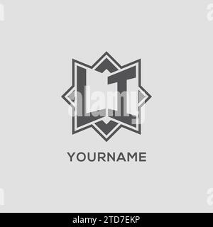 LI simple outline concept logo and circle of initial design black and ...