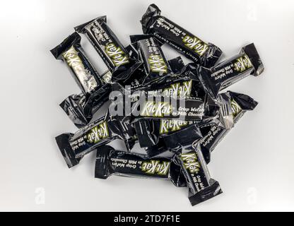 Denver, Colorado - December 13, 2023: Milk chocolate candy bars on a white background. Stock Photo