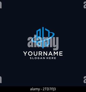 BJ initial monogram logo with hexagonal shape and swoosh design ideas Stock Vector